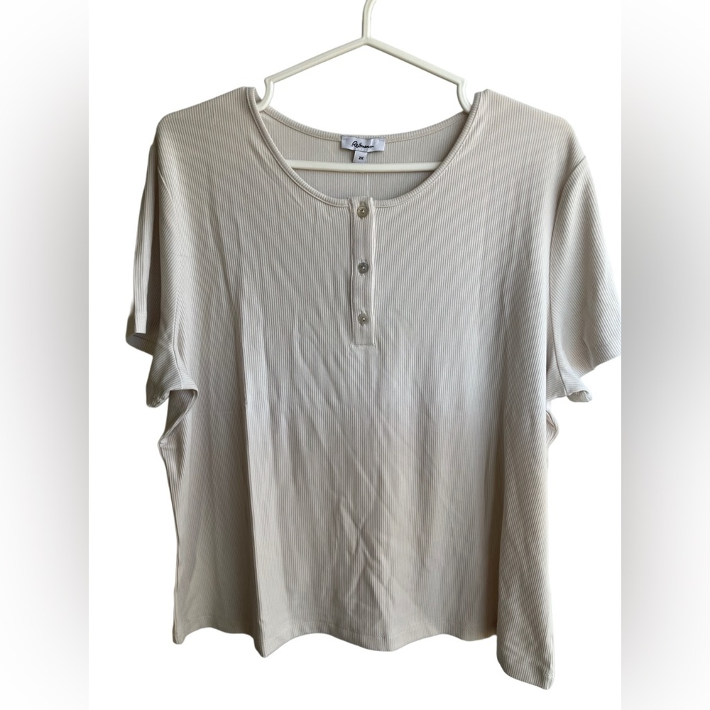 Ribbed button down t shirt off white 2X NWT